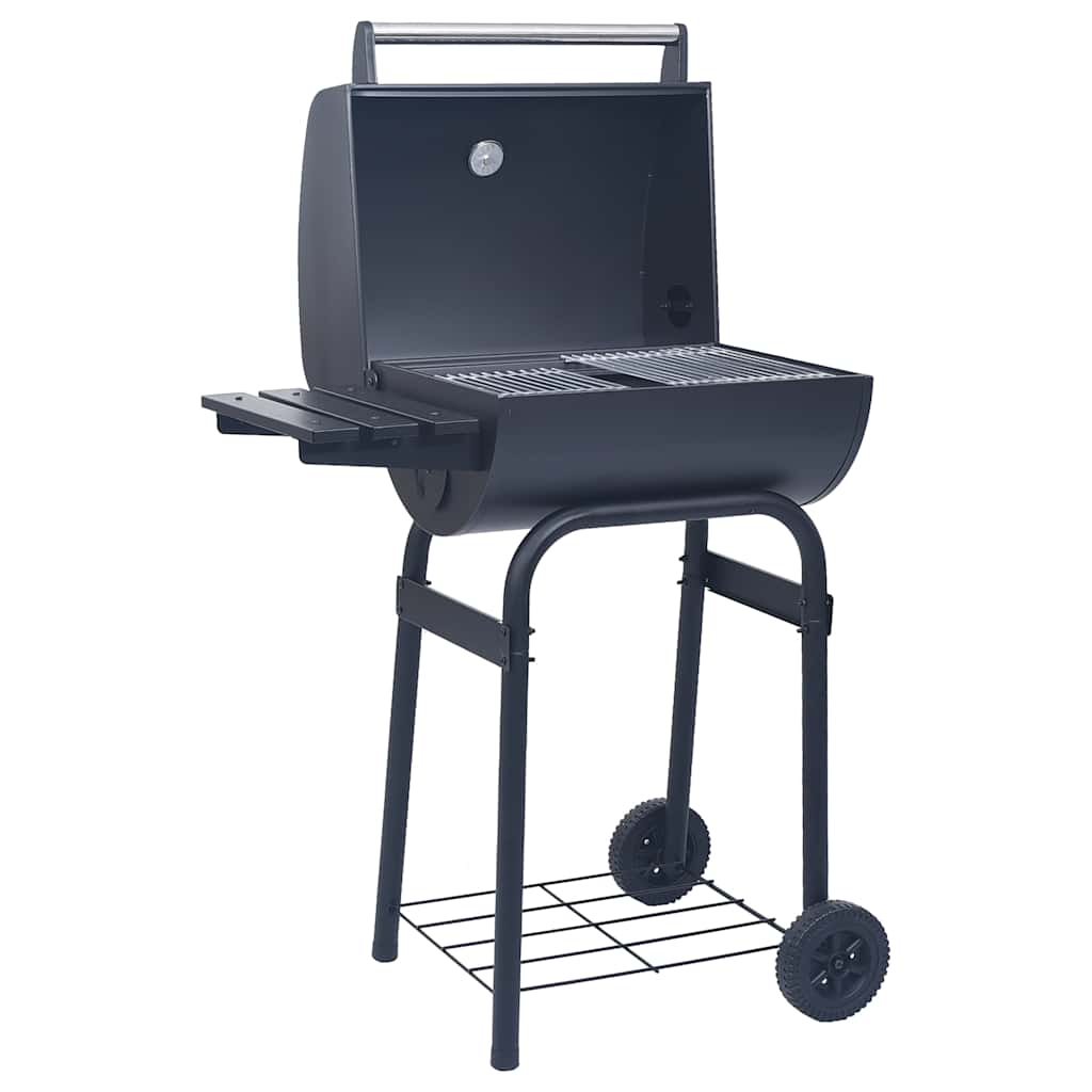 vidaXL Grill ogrodowy z wędzarnią i dolną półką, czarny