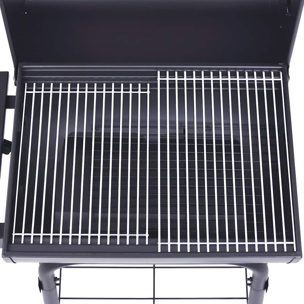 vidaXL Grill ogrodowy z wędzarnią i dolną półką, czarny