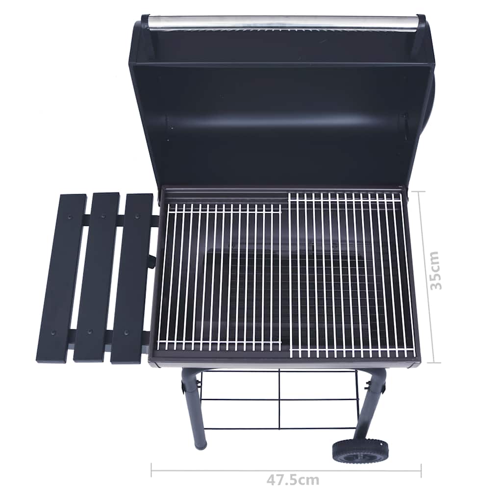 vidaXL Grill ogrodowy z wędzarnią i dolną półką, czarny