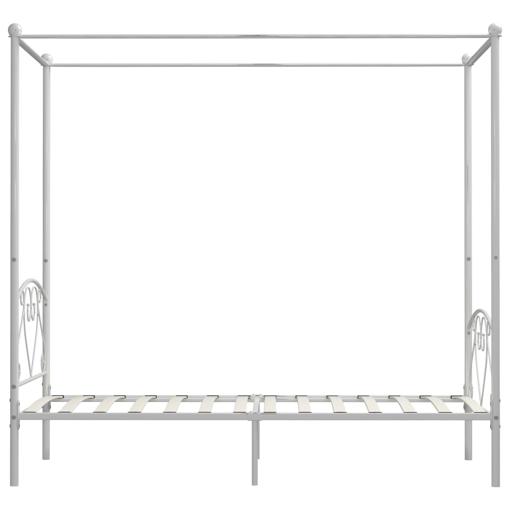 vidaXL Rama łóżka z baldachimem, biała, metalowa, 90 x 200 cm