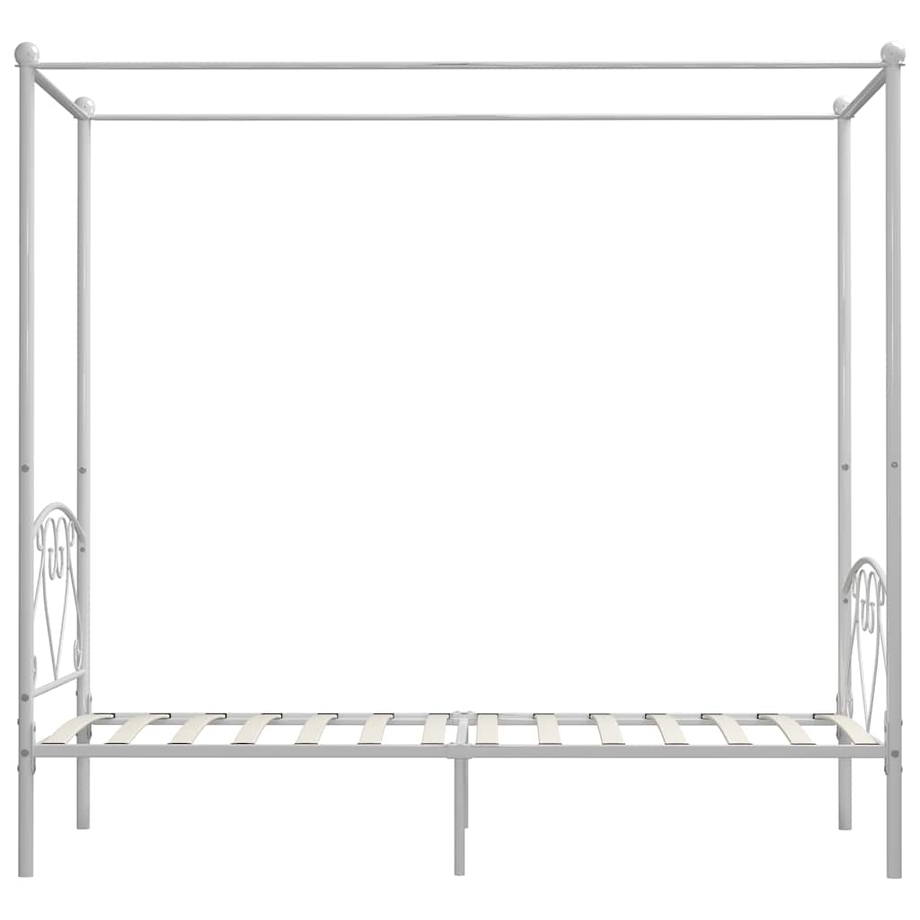 vidaXL Rama łóżka z baldachimem, biała, metalowa, 120 x 200 cm
