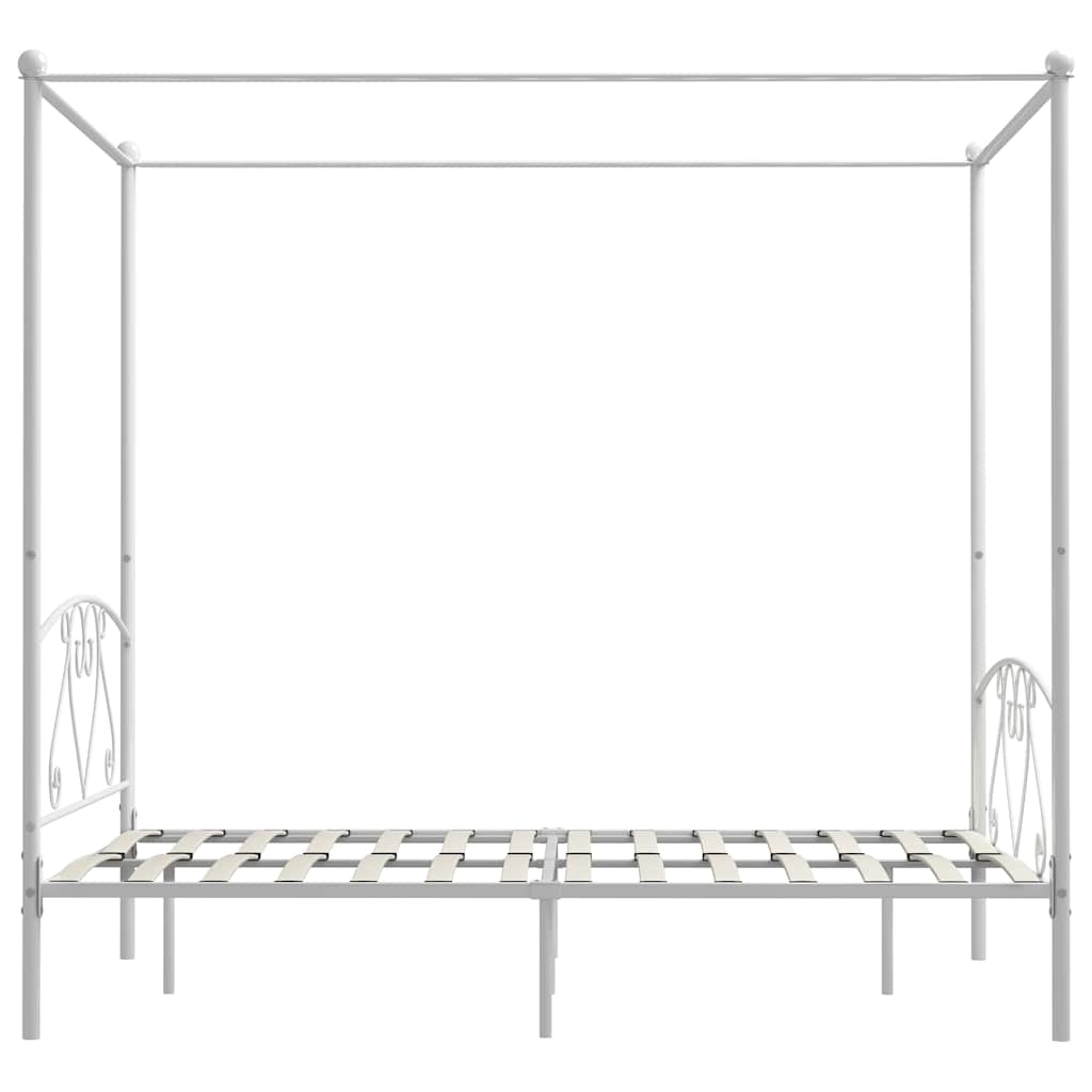 vidaXL Rama łóżka z baldachimem, biała, metalowa, 160 x 200 cm