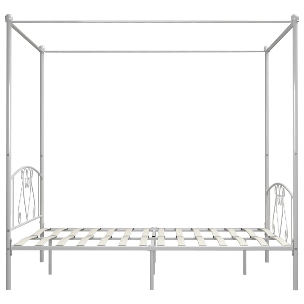 vidaXL Rama łóżka z baldachimem, biała, metalowa, 200 x 200 cm