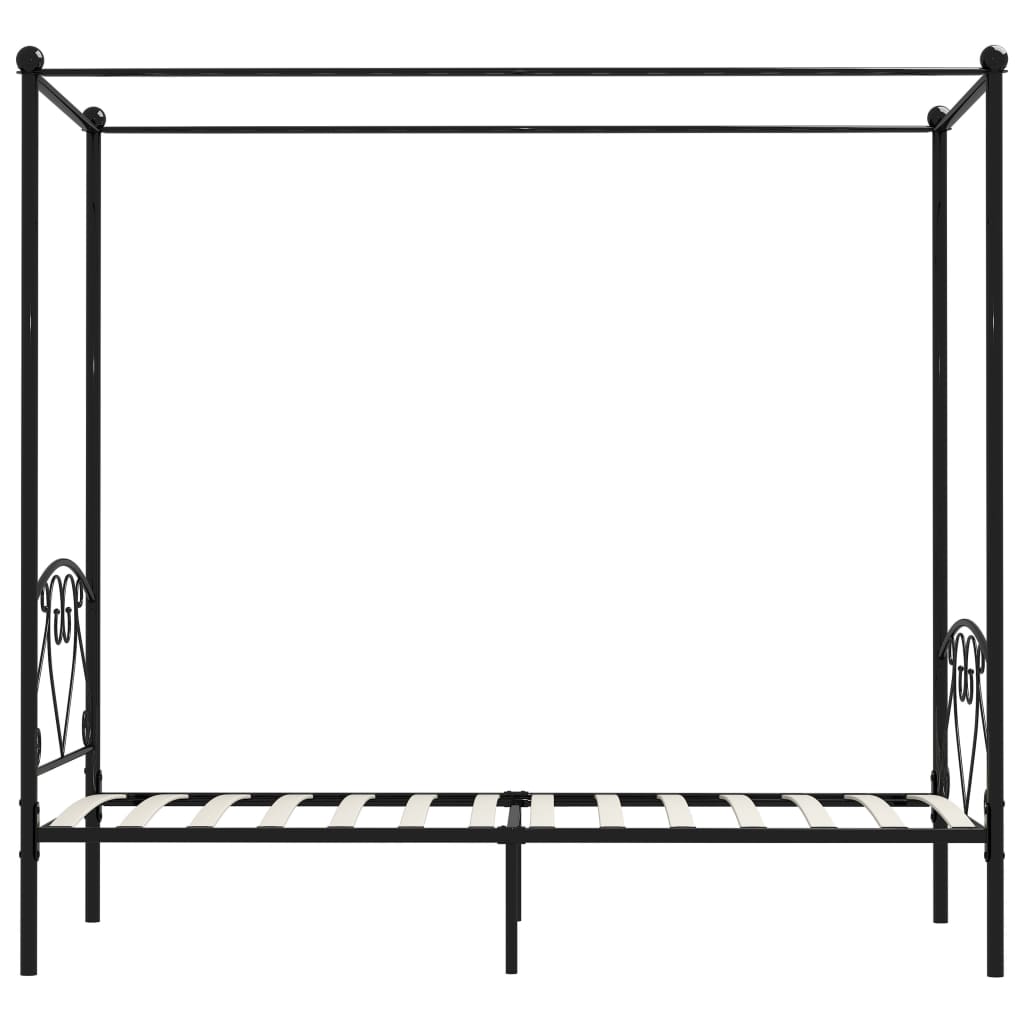 vidaXL Rama łóżka z baldachimem, czarna, metalowa, 100 x 200 cm