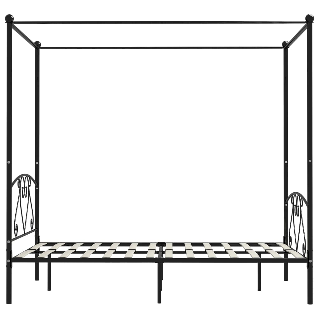 vidaXL Rama łóżka z baldachimem, czarna, metalowa, 140 x 200 cm