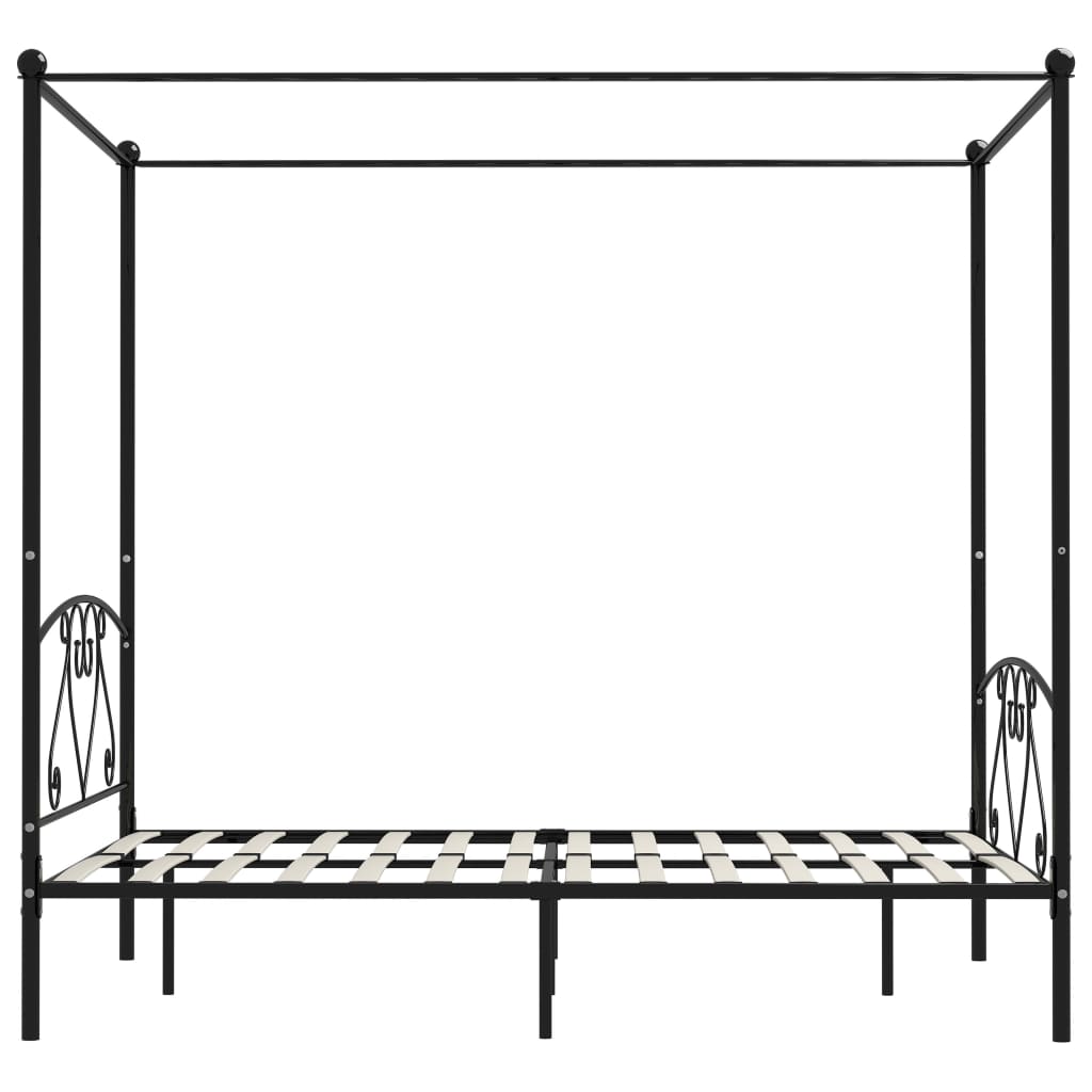 vidaXL Rama łóżka z baldachimem, czarna, metalowa, 160 x 200 cm