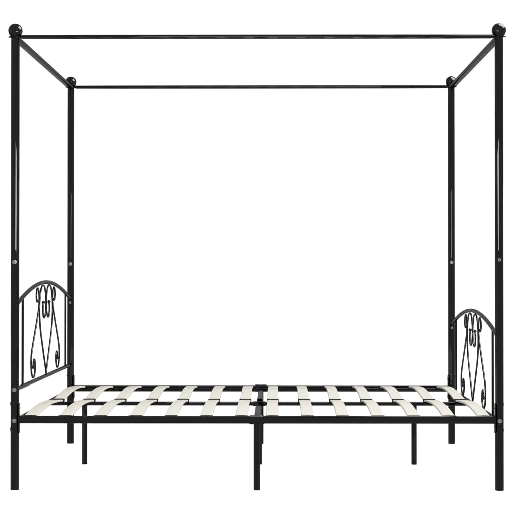 vidaXL Rama łóżka z baldachimem, czarna, metalowa, 180 x 200 cm