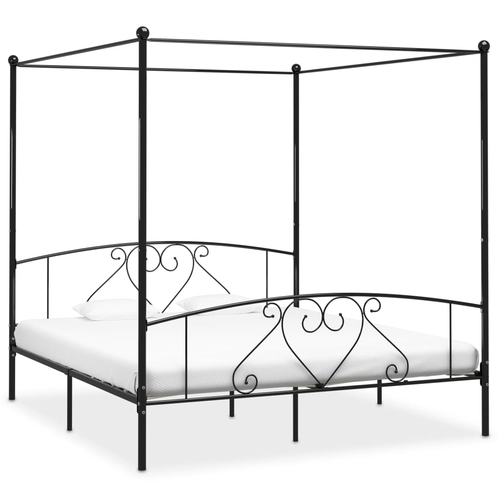 vidaXL Rama łóżka z baldachimem, czarna, metalowa, 200 x 200 cm