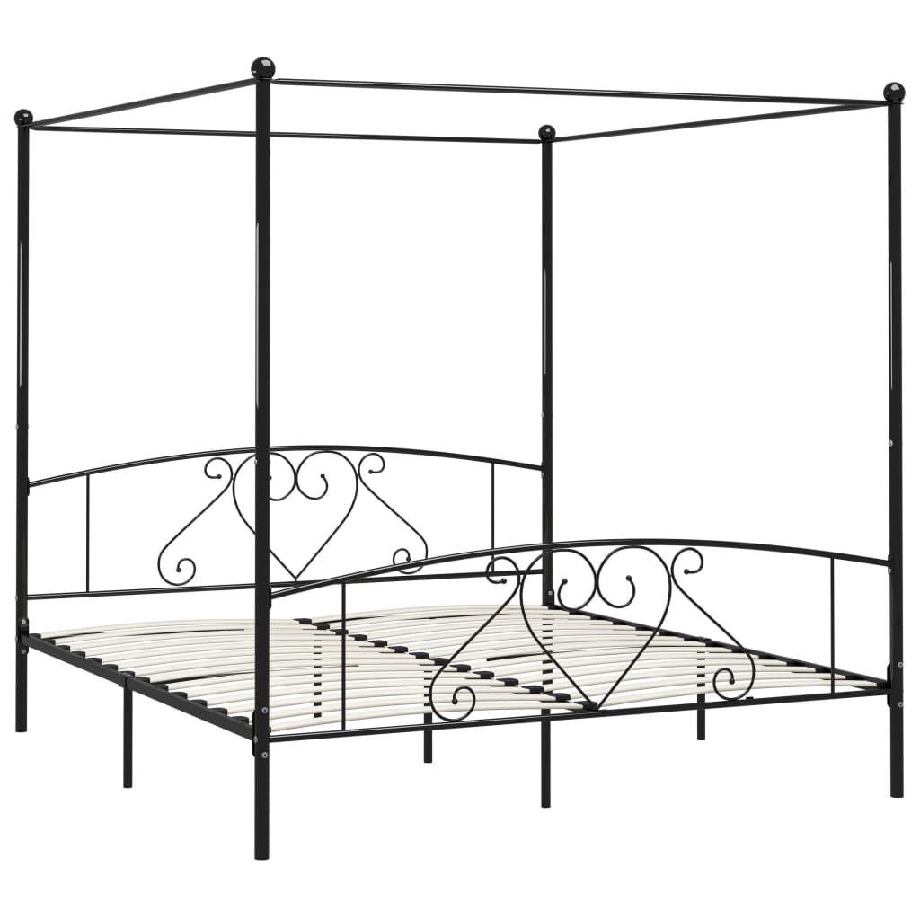vidaXL Rama łóżka z baldachimem, czarna, metalowa, 200 x 200 cm