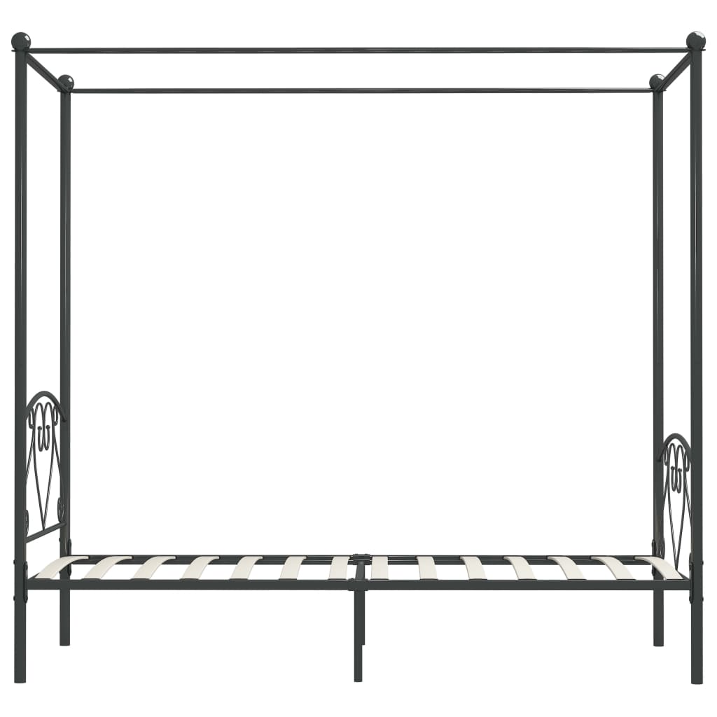 vidaXL Rama łóżka z baldachimem, szara, metalowa, 120 x 200 cm