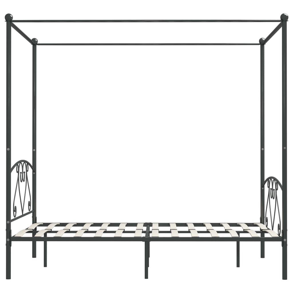 vidaXL Rama łóżka z baldachimem, szara, metalowa, 140 x 200 cm