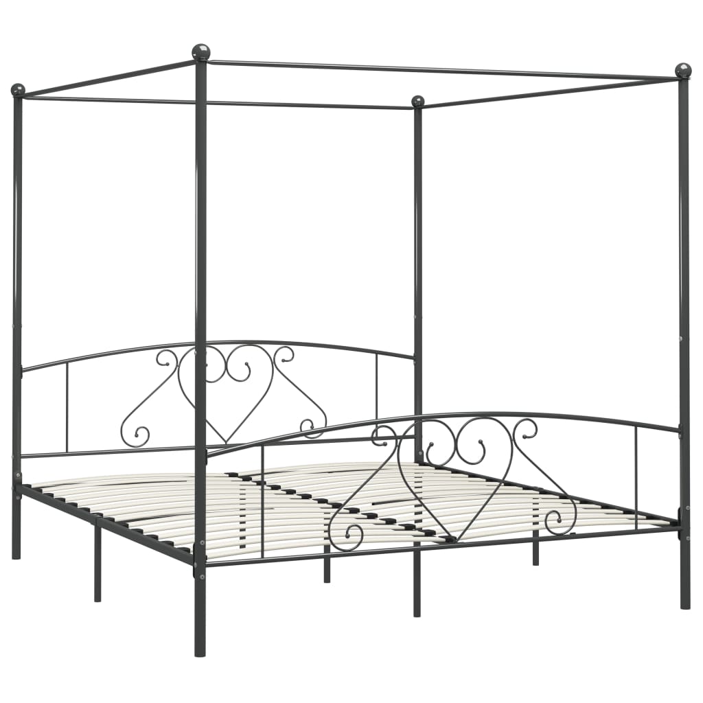 vidaXL Rama łóżka z baldachimem, szara, metalowa, 200 x 200 cm