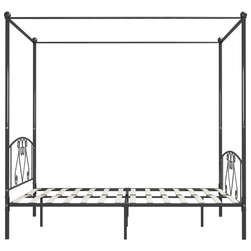 vidaXL Rama łóżka z baldachimem, szara, metalowa, 200 x 200 cm