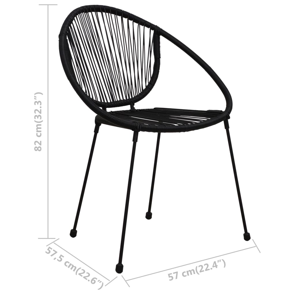 vidaXL Krzesła ogrodowe, 2 szt., rattan PVC, czarne