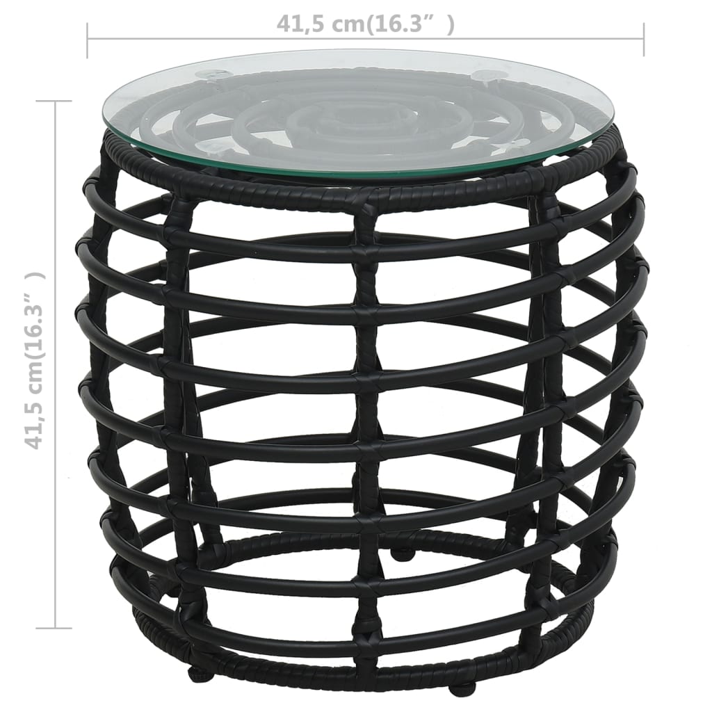 vidaXL 3-cz. zestaw mebli bistro, rattan PE, czarny