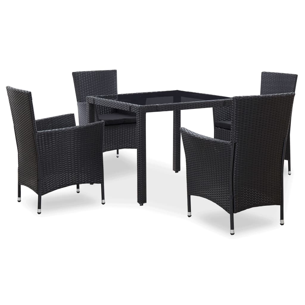 vidaXL 5-cz. zestaw mebli ogrodowych, rattan PE, czarny