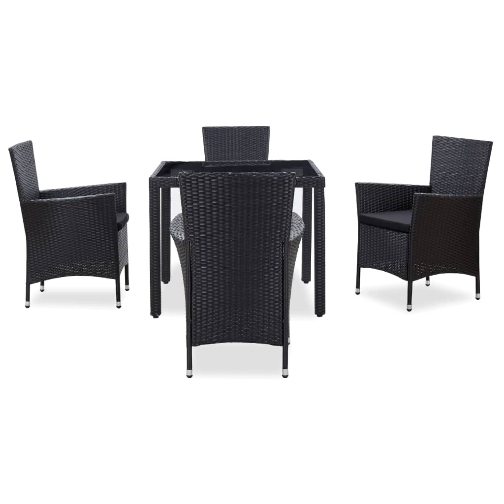 vidaXL 5-cz. zestaw mebli ogrodowych, rattan PE, czarny
