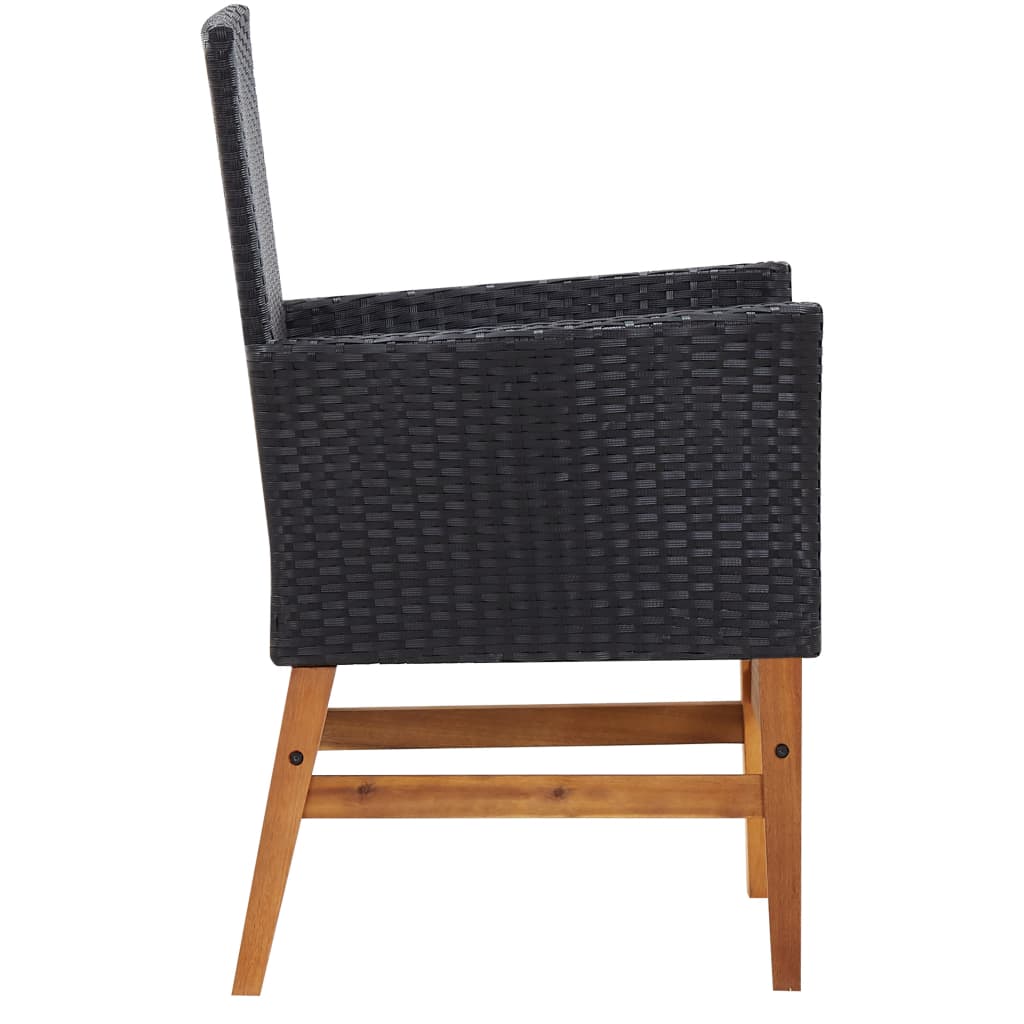 vidaXL 9-cz. zestaw mebli ogrodowych, rattan PE i akacja, czarny
