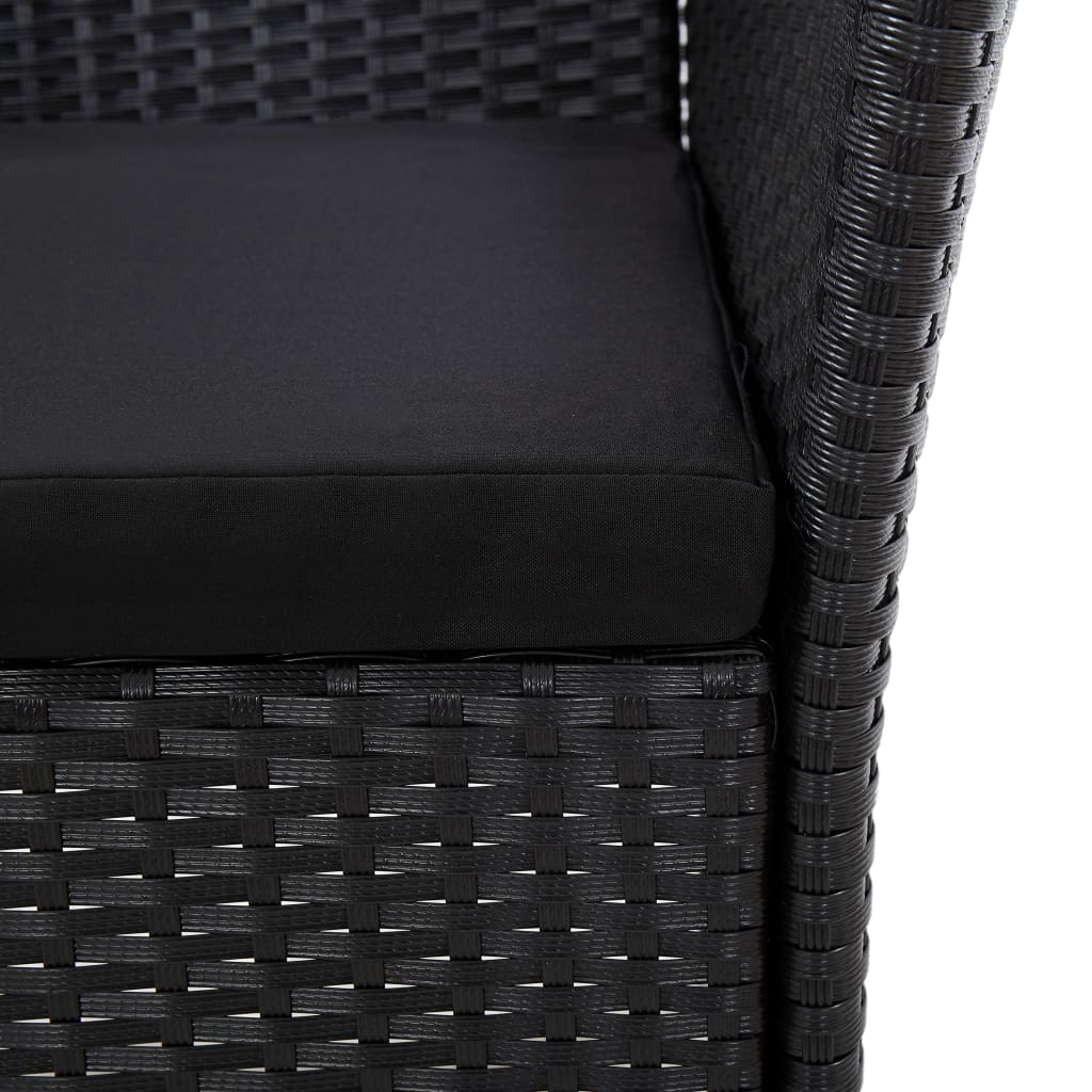 vidaXL 7-cz. zestaw mebli ogrodowych z poduszkami, rattan PE, czarny