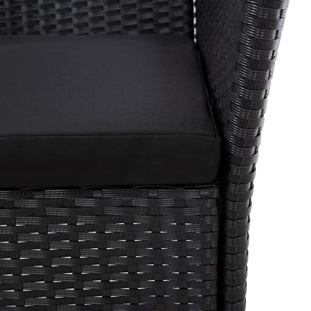 vidaXL 5-cz. zestaw mebli ogrodowych z poduszkami, rattan PE, czarny