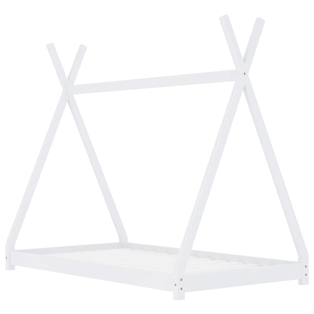 vidaXL Rama łóżka dziecięcego, biała, lite drewno sosnowe, 70 x 140 cm
