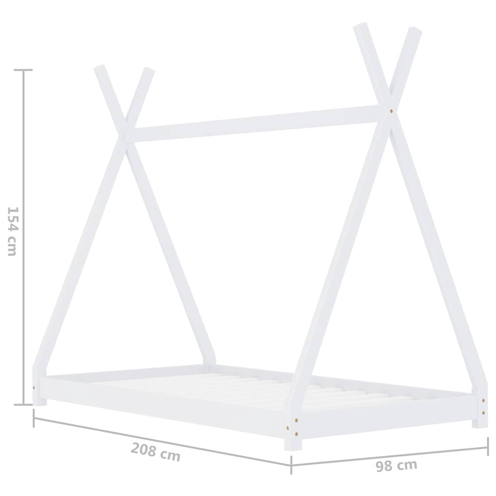 vidaXL Rama łóżka dziecięcego, biała, lite drewno sosnowe, 90 x 200 cm