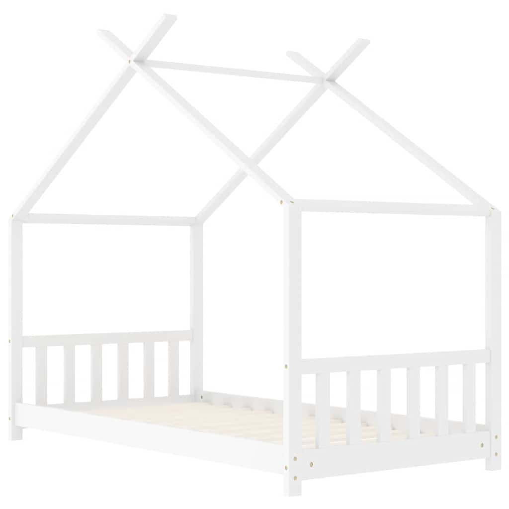 vidaXL Rama łóżka dziecięcego, biała, lite drewno sosnowe, 70 x 140 cm