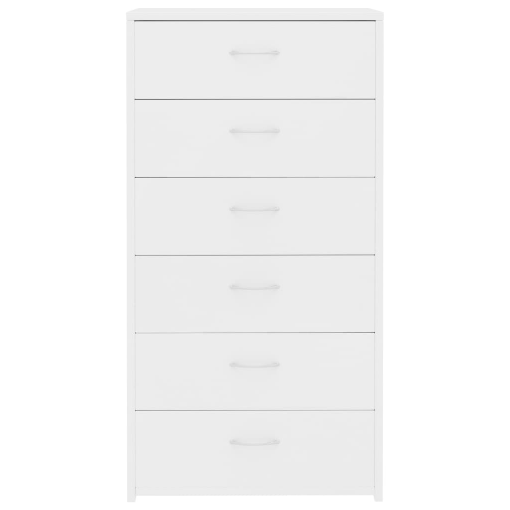 vidaXL Komoda, 6 szuflad, biała, 50x34x96 cm, materiał drewnopochodny