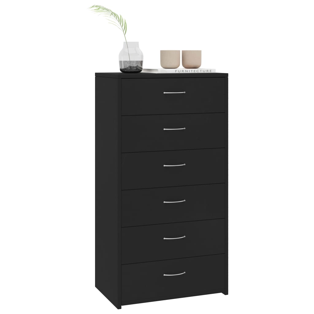 vidaXL Komoda z 6 szufladami, czarna, 50x34x96 cm