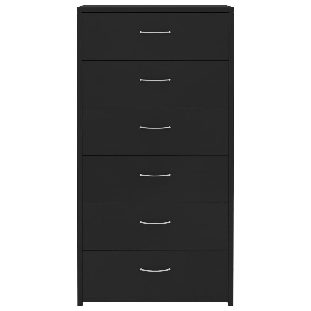 vidaXL Komoda z 6 szufladami, czarna, 50x34x96 cm