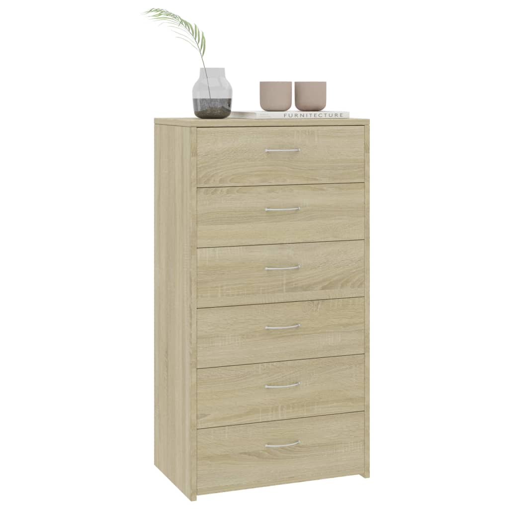 vidaXL Komoda z 6 szufladami, dąb sonoma, 50x34x96 cm