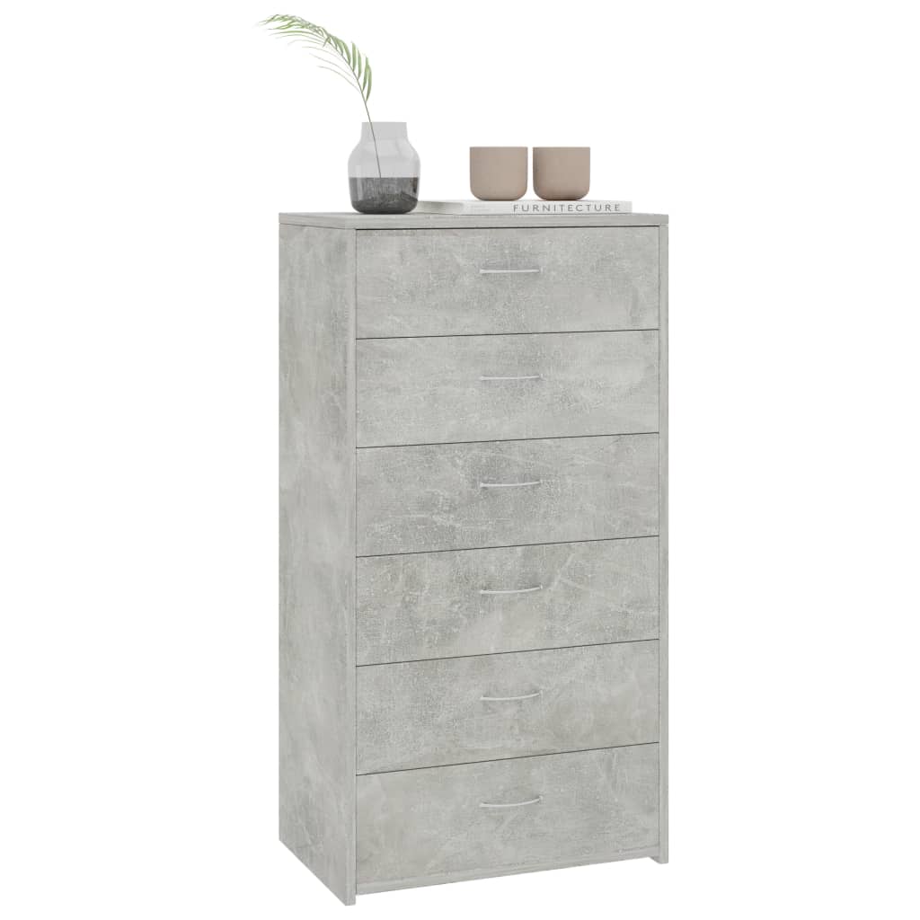 vidaXL Komoda, 6 szuflad, betonowa szarość, 50x34x96 cm