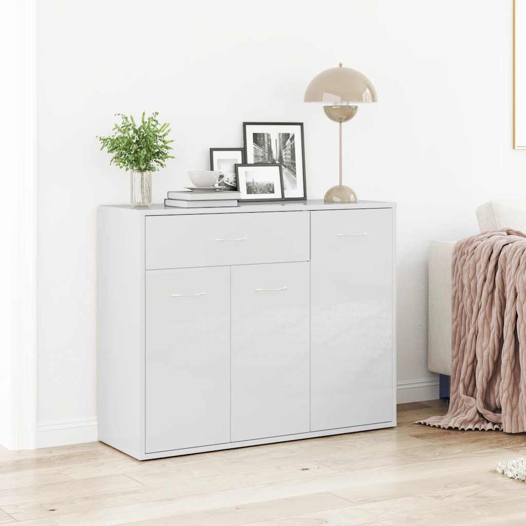 vidaXL Szafka, biała z połyskiem, 88x30x70 cm, materiał drewnopochodny