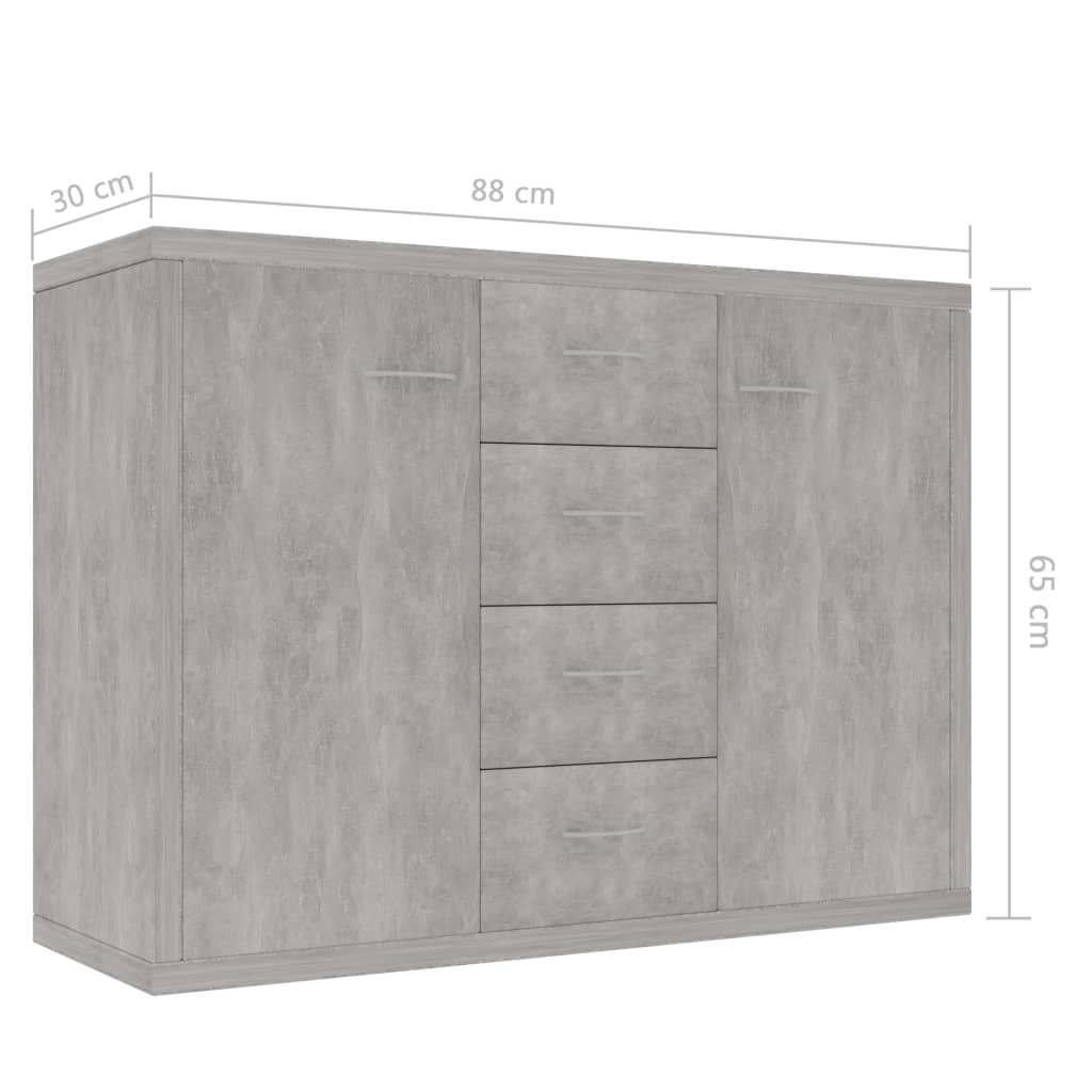vidaXL Szafka, betonowa szarość, 88x30x65 cm, materiał drewnopochodny