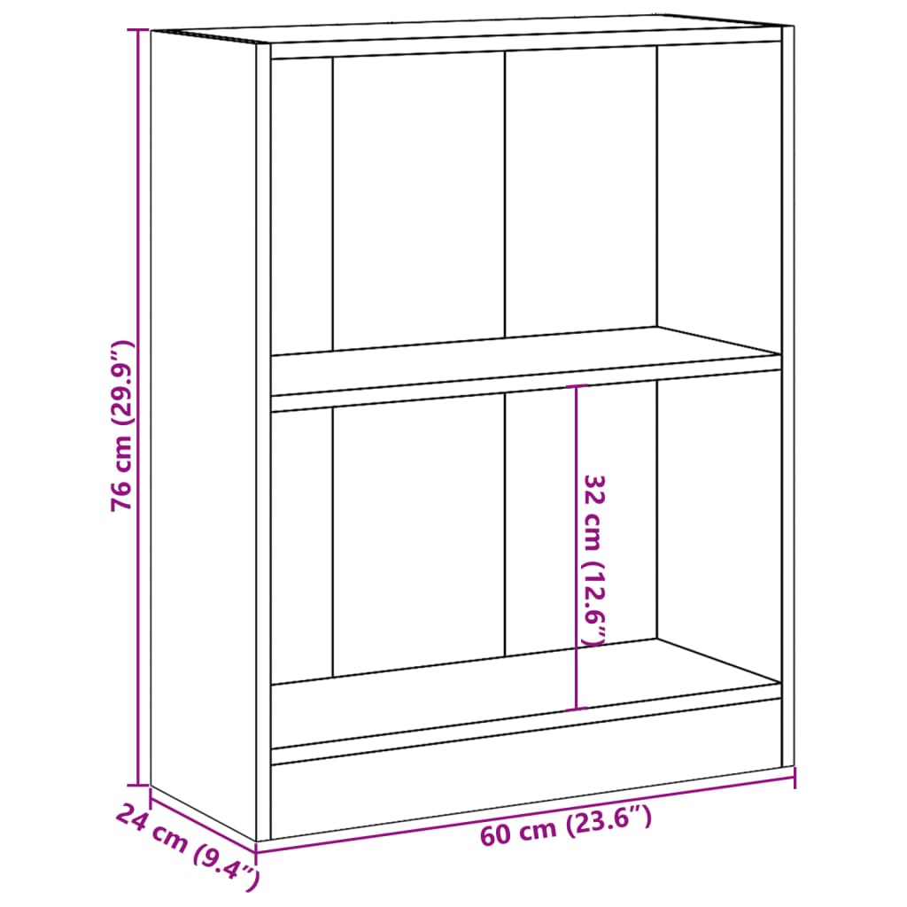 vidaXL Szafka na książki, biała 60x24x76 cm, materiał drewnopochodny