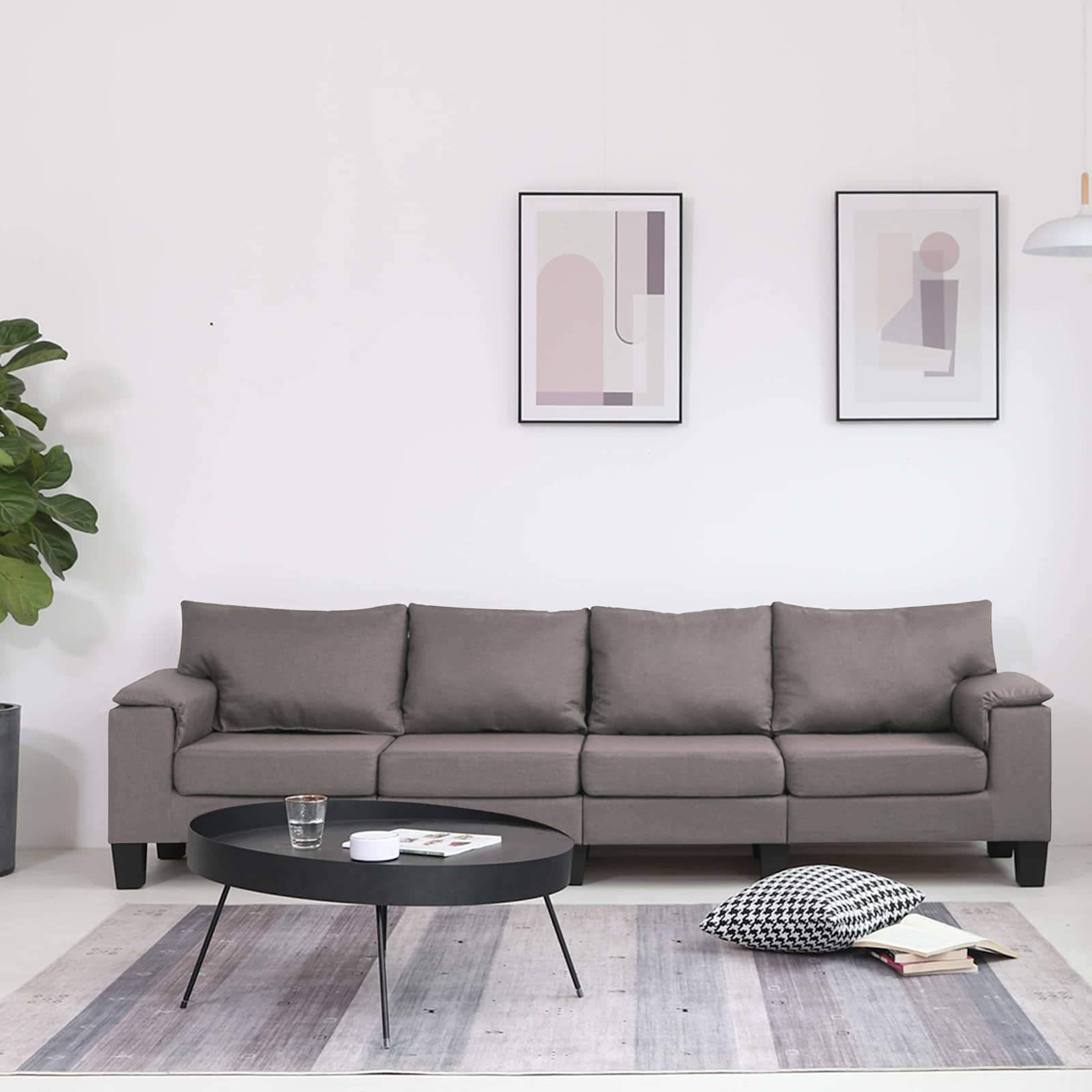 vidaXL Sofa Ciemnoszary 4-osobowa tkanina