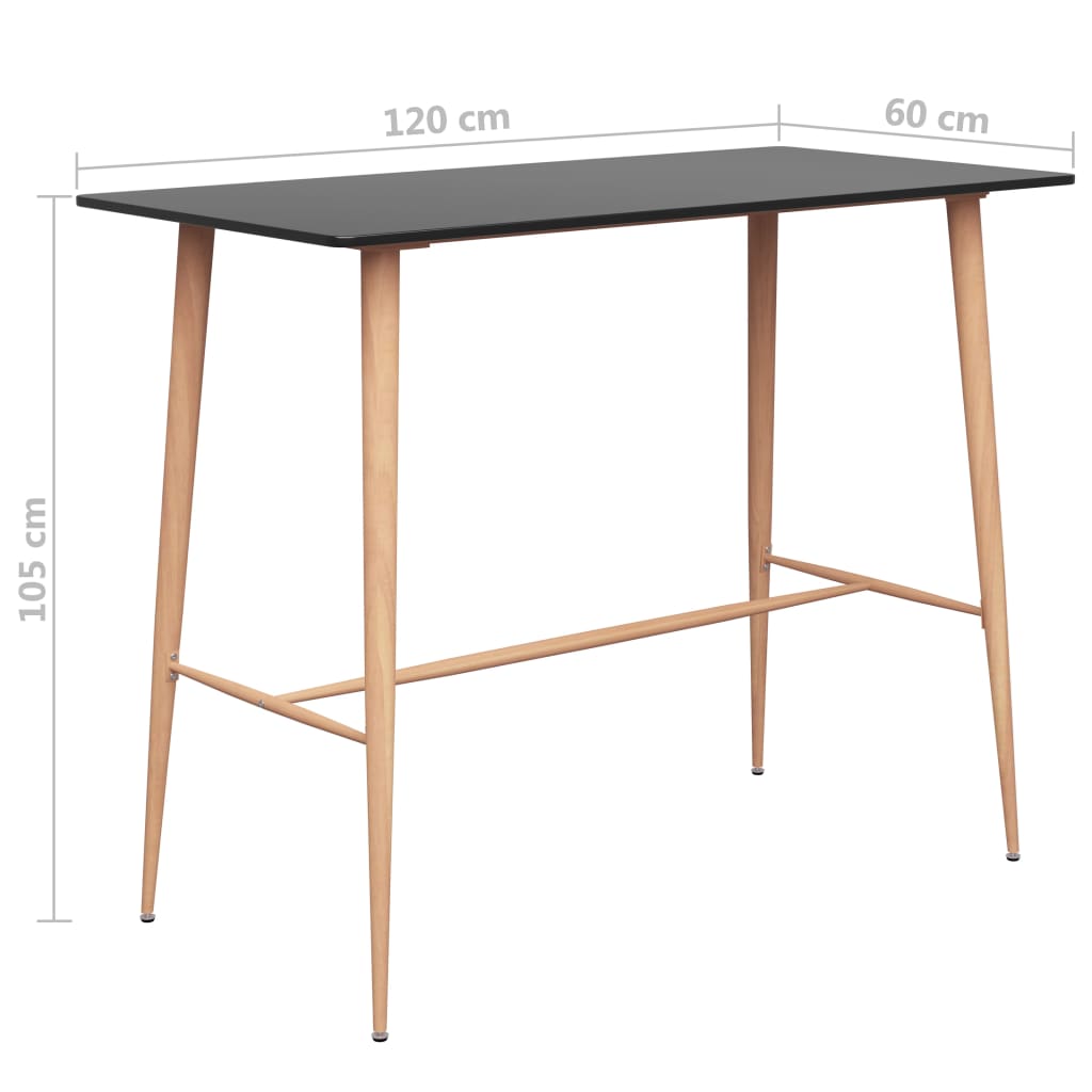 vidaXL Stolik barowy, czarny, 120x60x105 cm