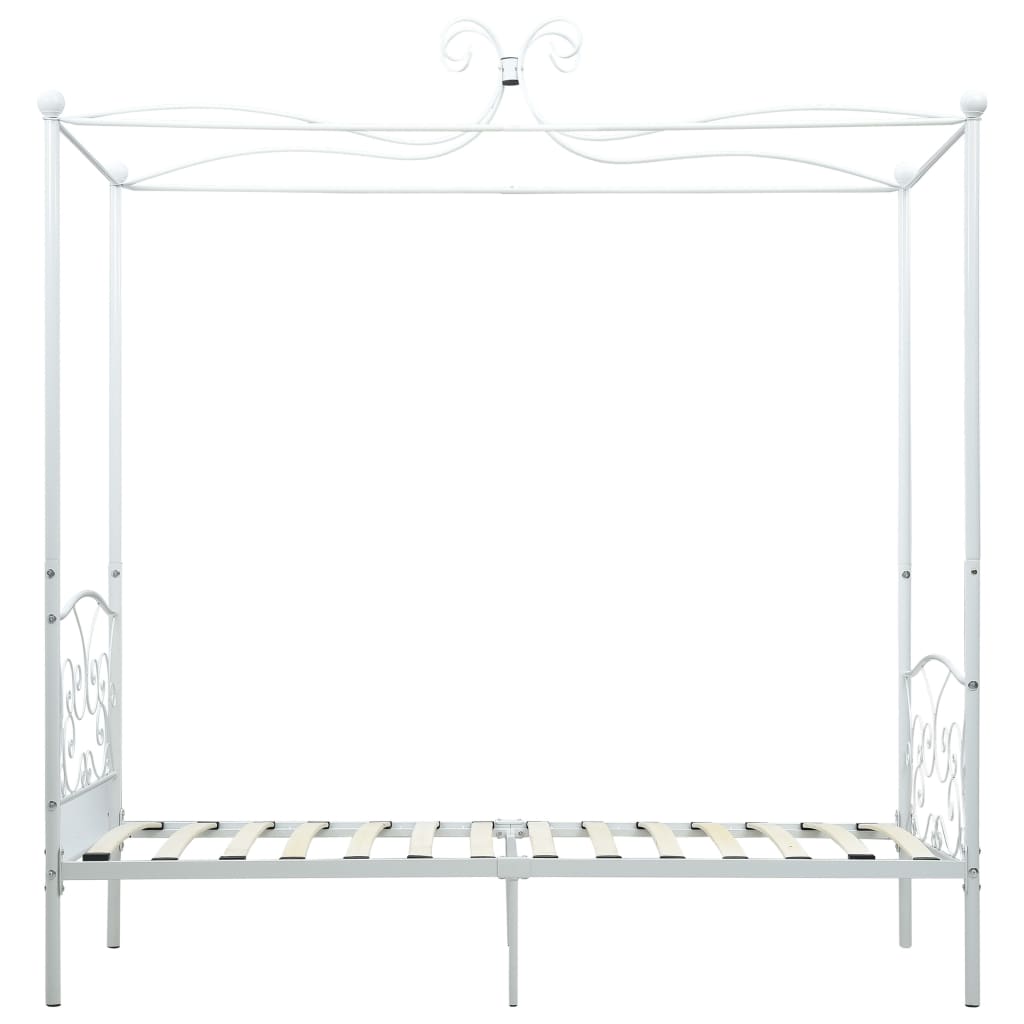 vidaXL Rama łóżka z baldachimem, biała, metalowa, 100 x 200 cm