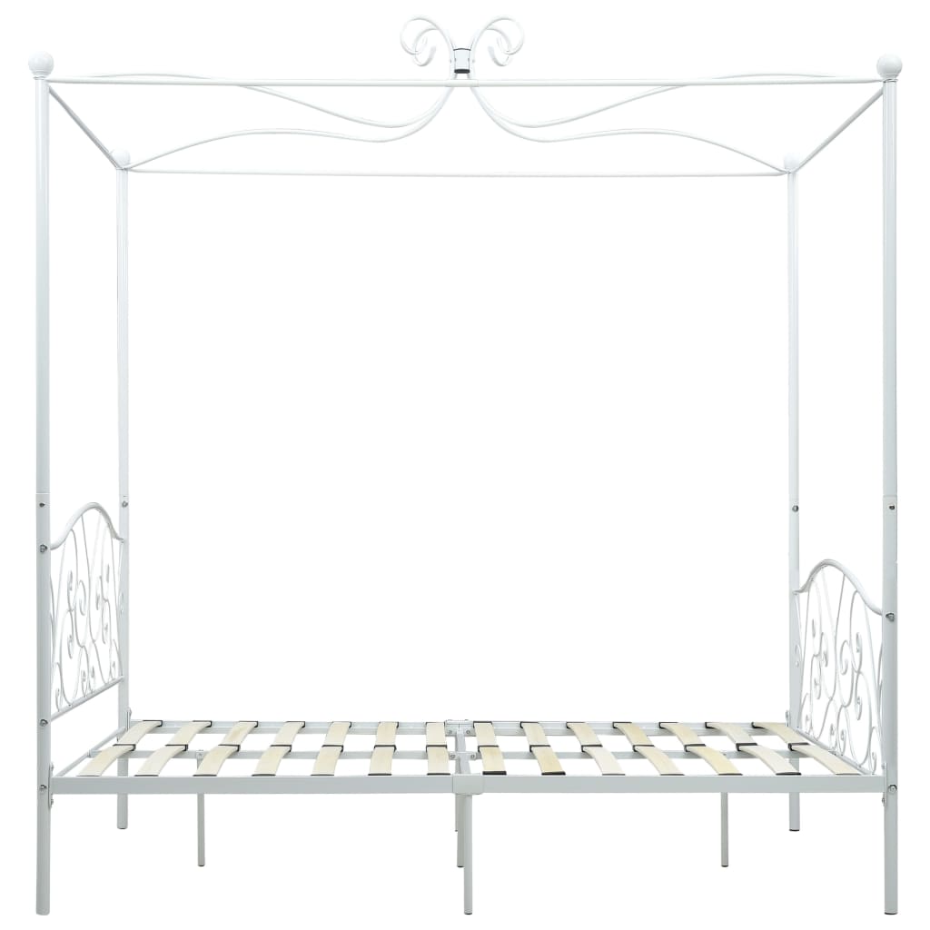 vidaXL Rama łóżka z baldachimem, biała, metalowa, 120 x 200 cm
