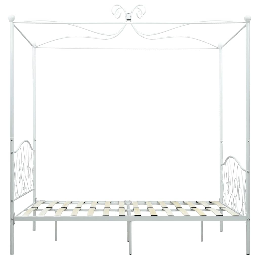 vidaXL Rama łóżka z baldachimem, biała, metalowa, 140 x 200 cm