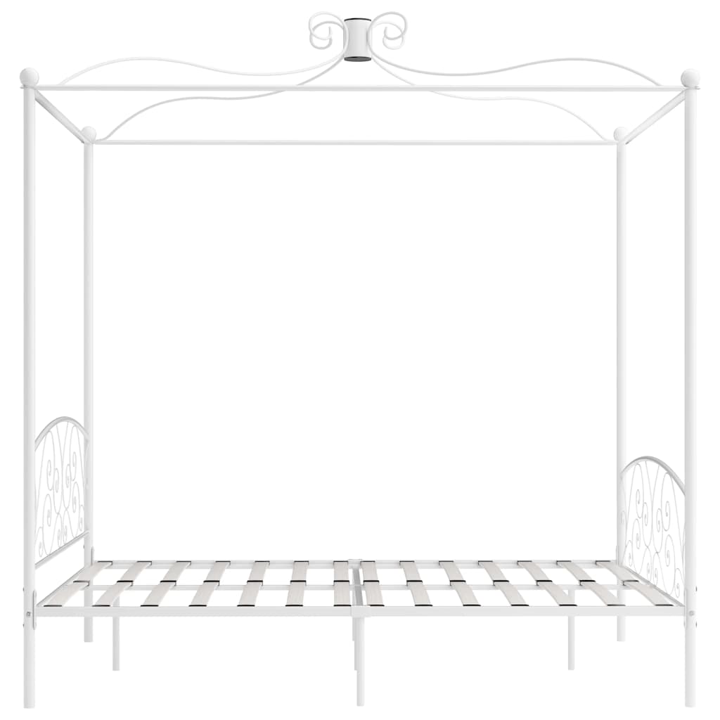vidaXL Rama łóżka z baldachimem, biała, metalowa, 180 x 200 cm