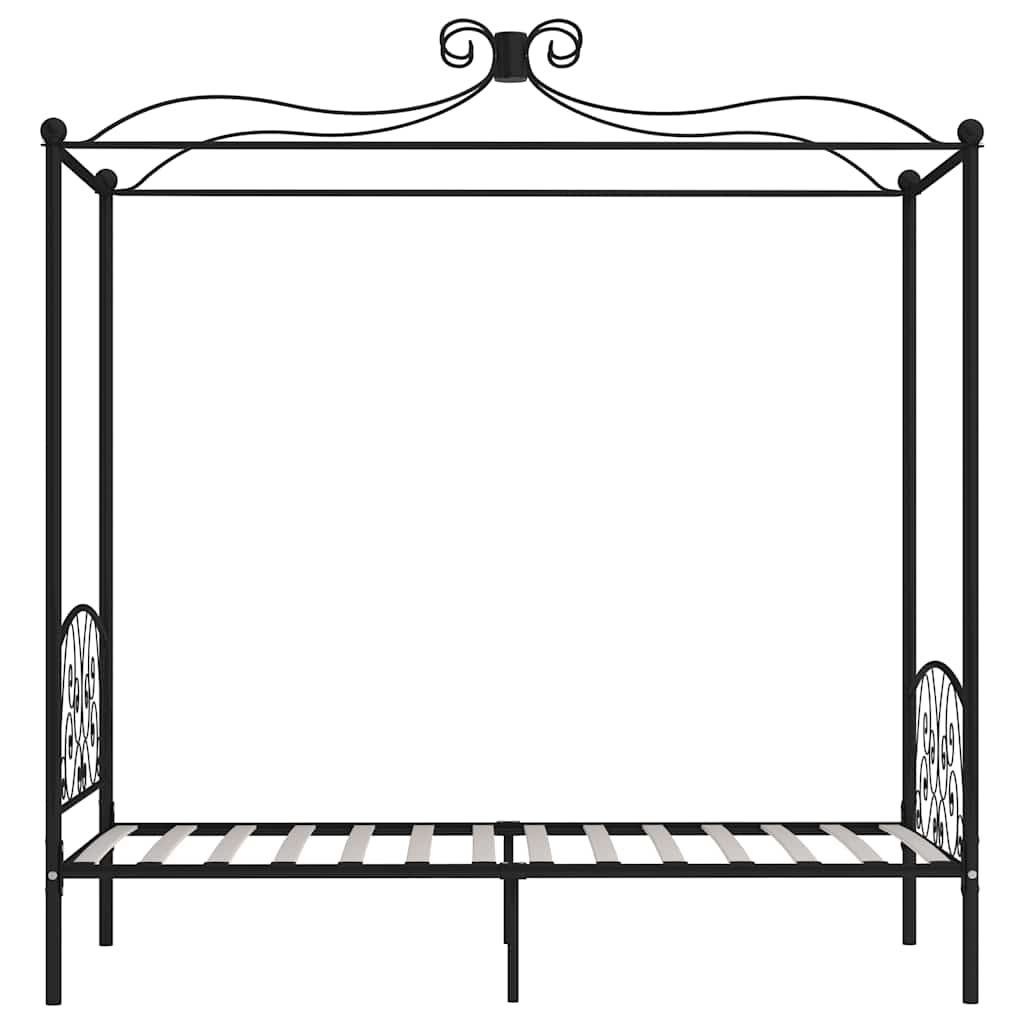 vidaXL Rama łóżka z baldachimem, czarna, metalowa, 90 x 200 cm