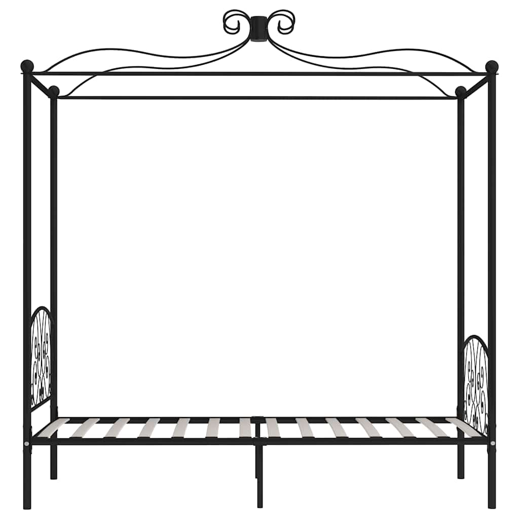 vidaXL Rama łóżka z baldachimem, czarna, metalowa, 100 x 200 cm