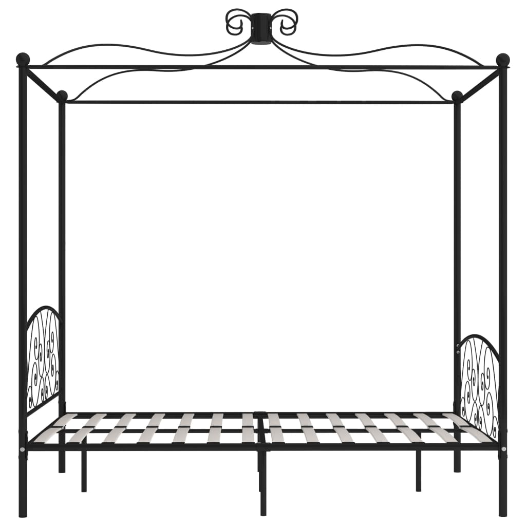 vidaXL Rama łóżka z baldachimem, czarna, metalowa, 120 x 200 cm