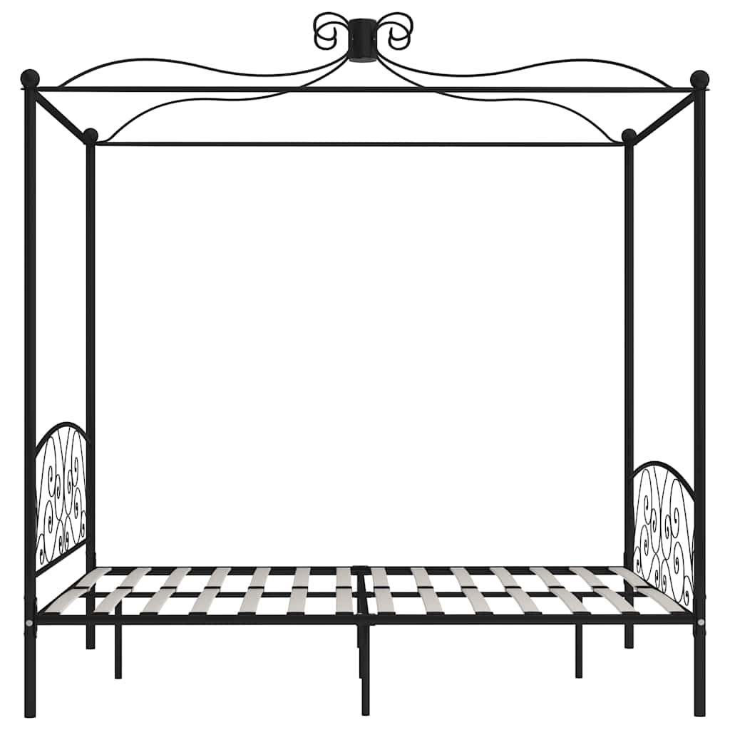 vidaXL Rama łóżka z baldachimem, czarna, metalowa, 180 x 200 cm
