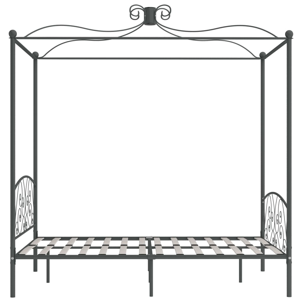 vidaXL Rama łóżka z baldachimem, szara, metalowa, 120 x 200 cm
