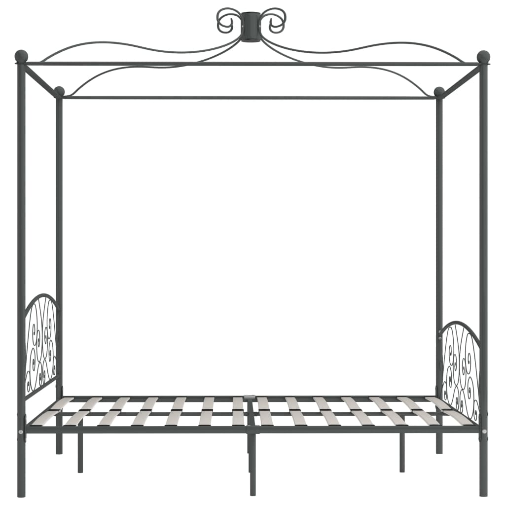 vidaXL Rama łóżka z baldachimem, szara, metalowa, 140 x 200 cm