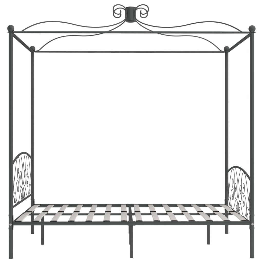 vidaXL Rama łóżka z baldachimem, szara, metalowa, 160 x 200 cm