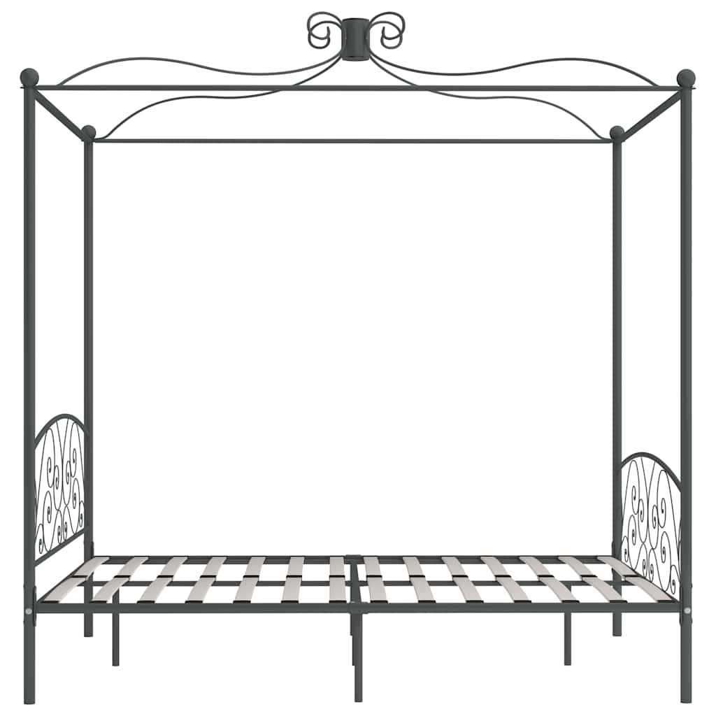 vidaXL Rama łóżka z baldachimem, szara, metalowa, 180 x 200 cm