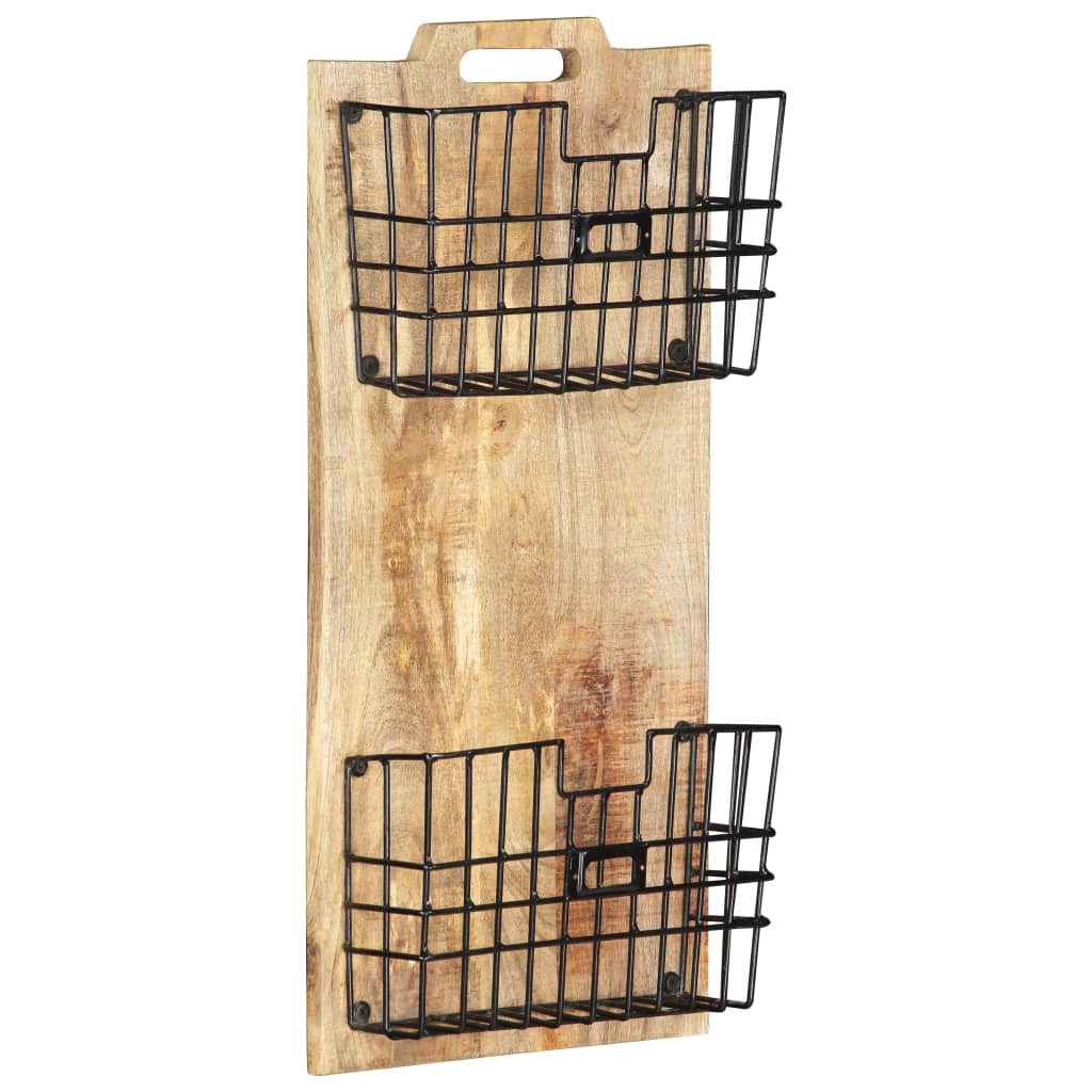 vidaXL Stojak ścienny na gazety, 33x10x67 cm, surowe drewno mango